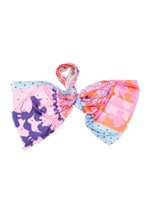 Girls Pink & Blue Printed Stole