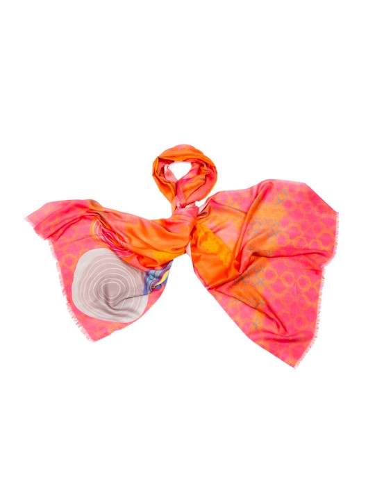 Girls Pink & Orange Printed Stole