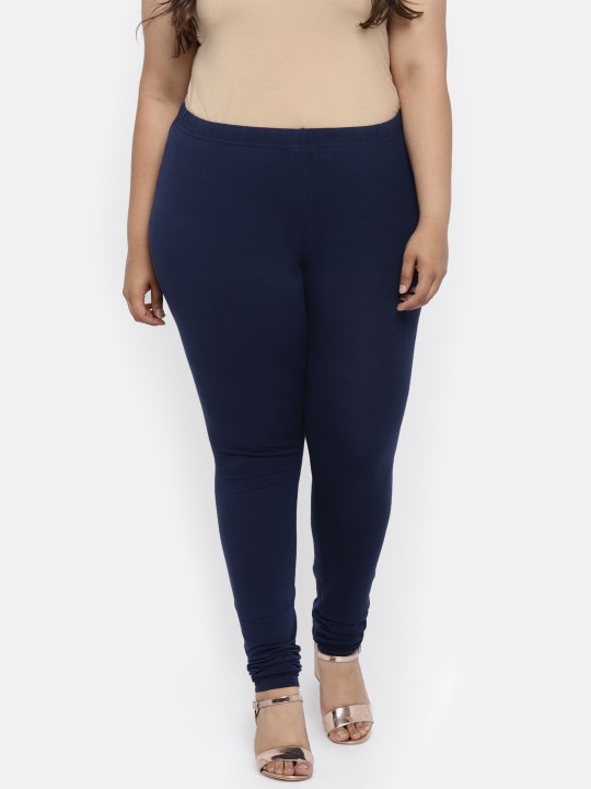 Women Navy Blue Solid Churidar Leggings 4XL