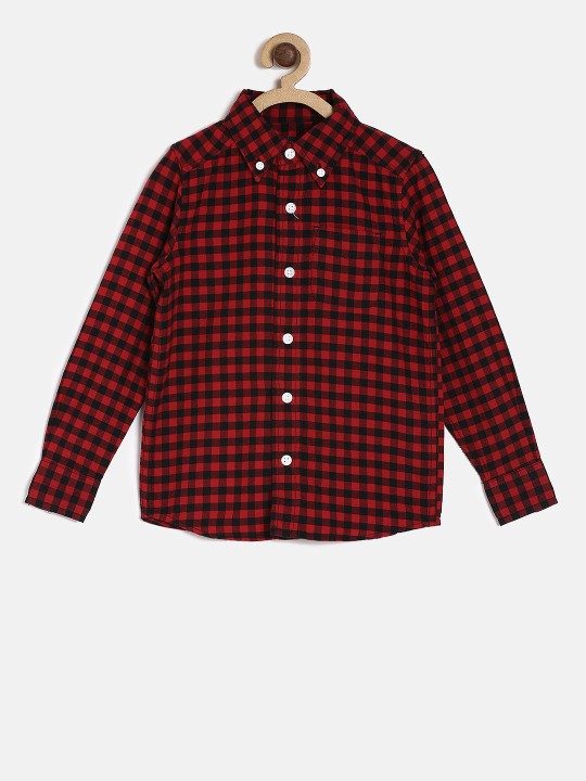 Boys Red & Black Regular Fit Checked Casual Shirt 3-4Y