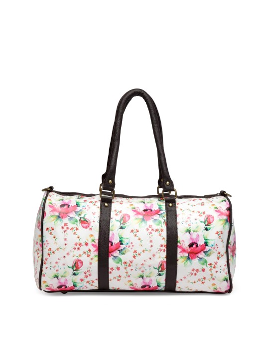 White & Pink Printed Shoulder Bag