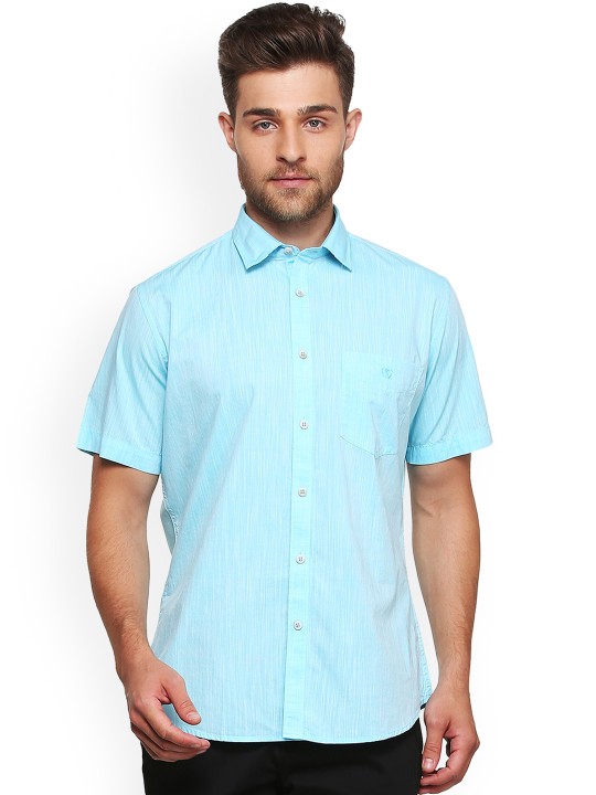 Men Blue Slim Fit Self Design Casual Shirt 42 -  881