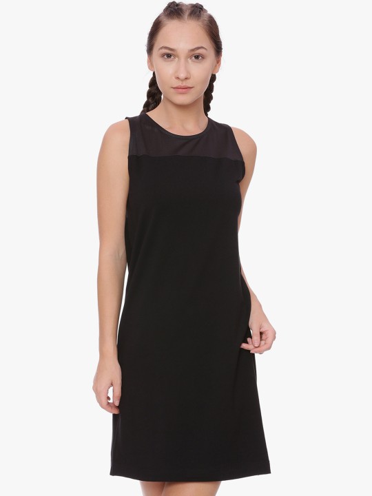 Women Black Solid Sheath Dress XS