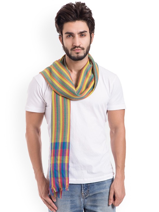 Mens Multicoloured Striped Muffler