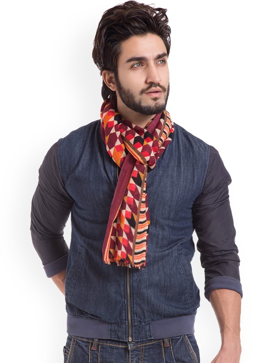 Men Red Printed Muffler