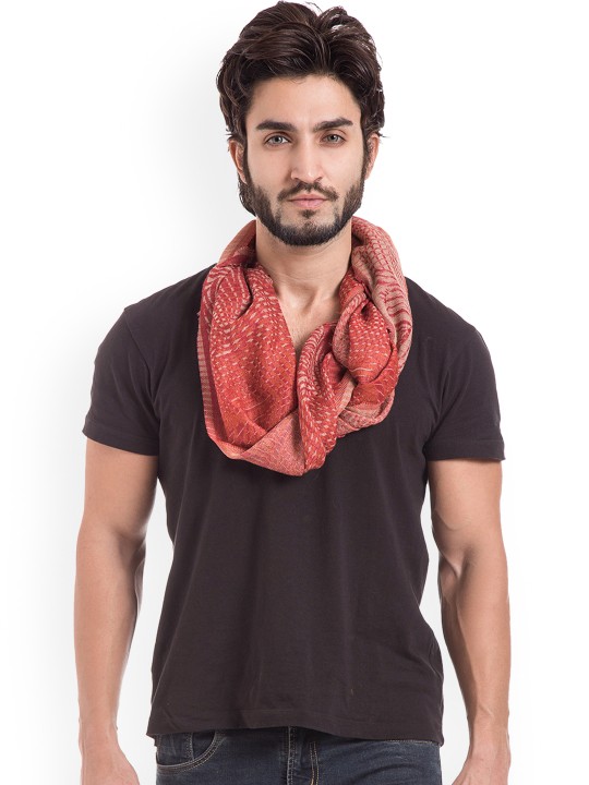 Mens Red Striped Muffler