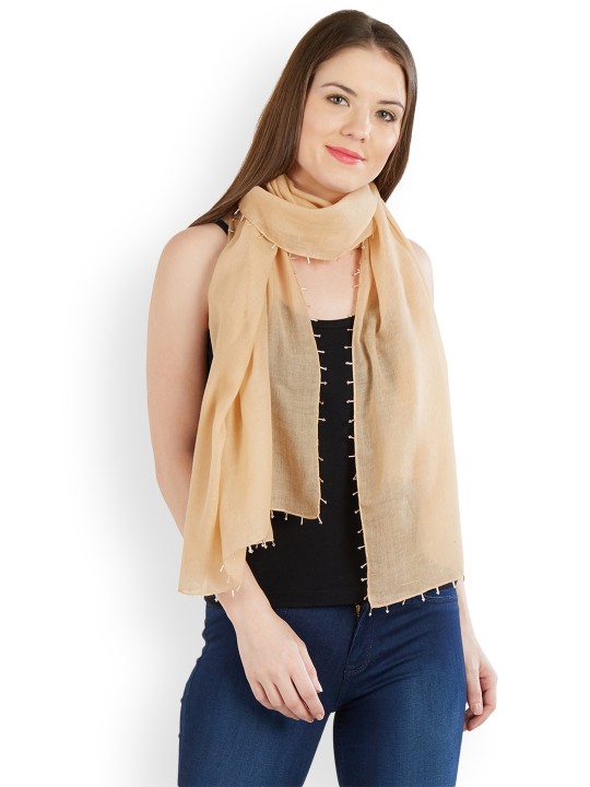 Women Beige Solid Stole