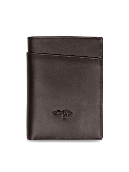 Men Brown Solid Two Fold Wallet