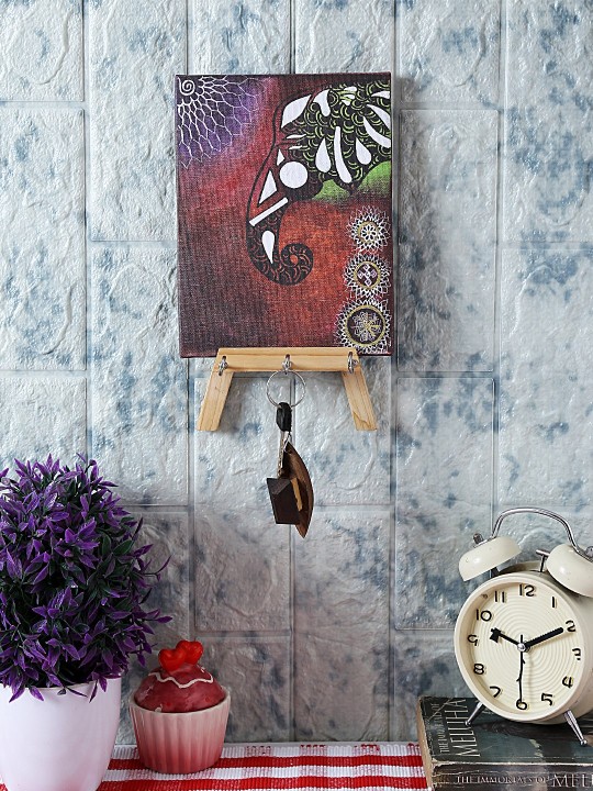 Multicoloured Hand-Painted Wooden Key Holder