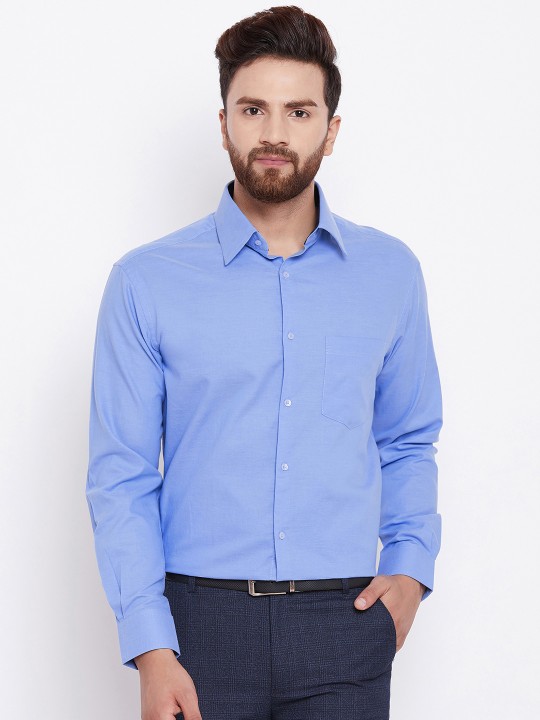 Men Blue Solid Formal Shirt 40