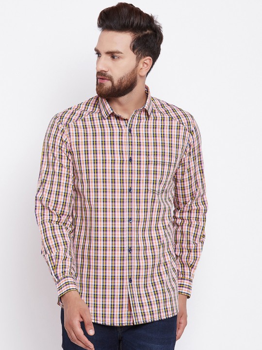 Men Multicoloured Smart Slim Fit Checked Casual Shirt 36