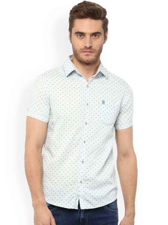 Men Blue Slim Fit Printed Casual Shirt 38