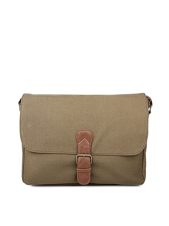 Men Brown Solid Messenger Bag