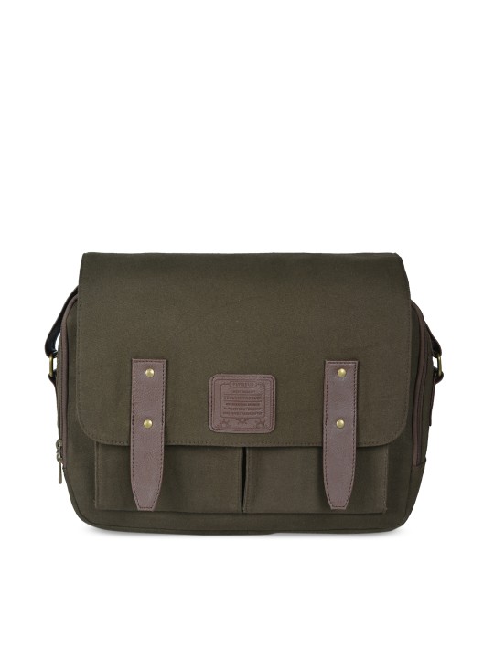 Men Brown Solid Messenger Bag