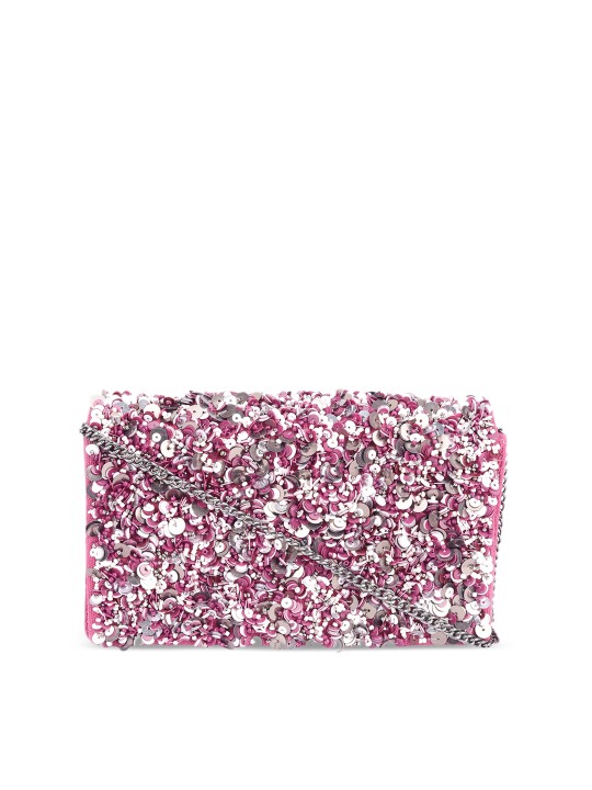 Women Purple & White Embellished Clutch