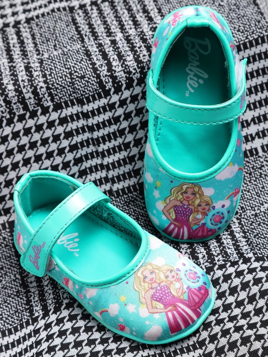 Girls Sea Green Printed Ballerinas 22