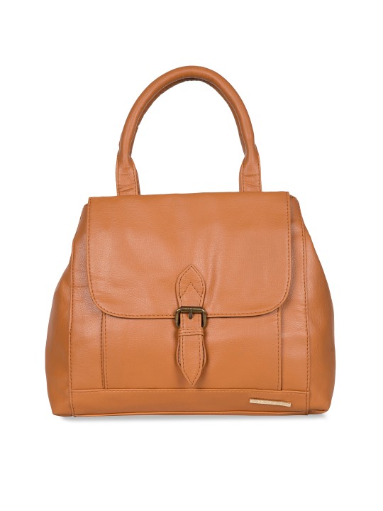 Tan Brown Solid Handheld Bag