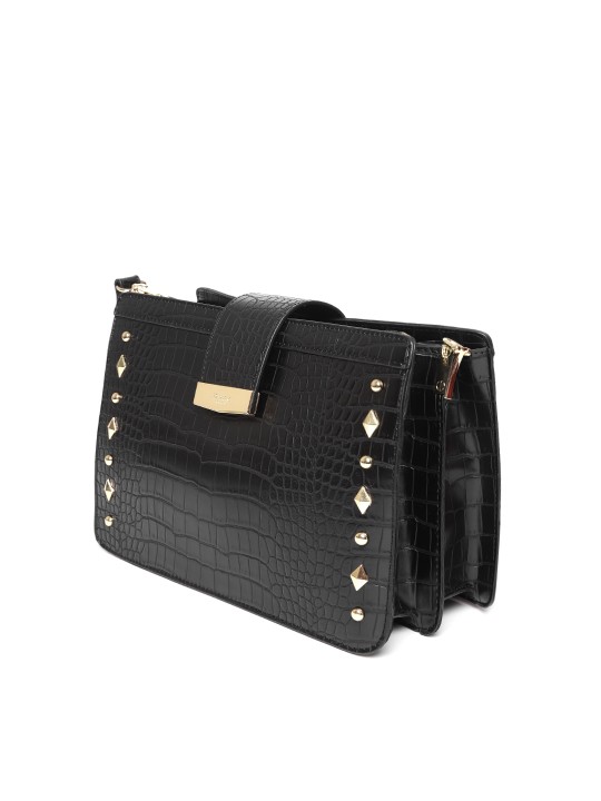 croc textured shoulder bag