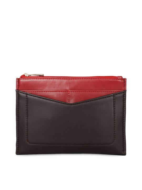 Women Maroon & Black Colourblocked Purse