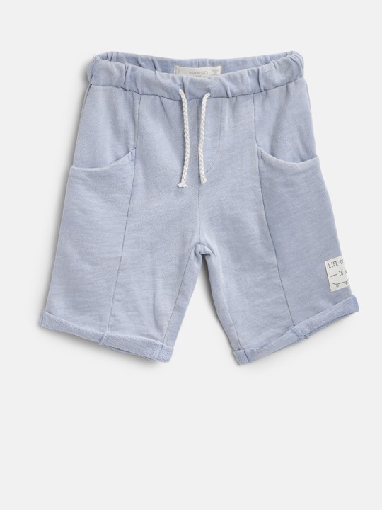 Boys Blue Solid Regular Fit Shorts 4-5Y