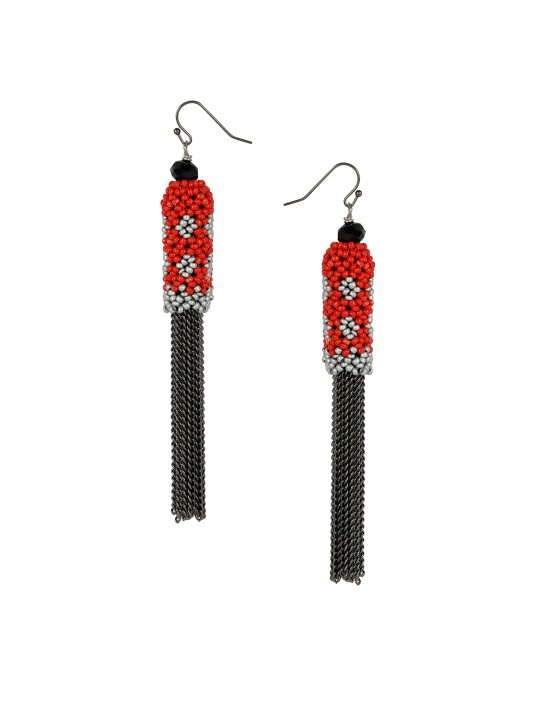 Red & Black Contemporary Drop Earrings