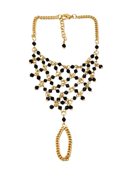 Women Black & Gold-Toned Anklet