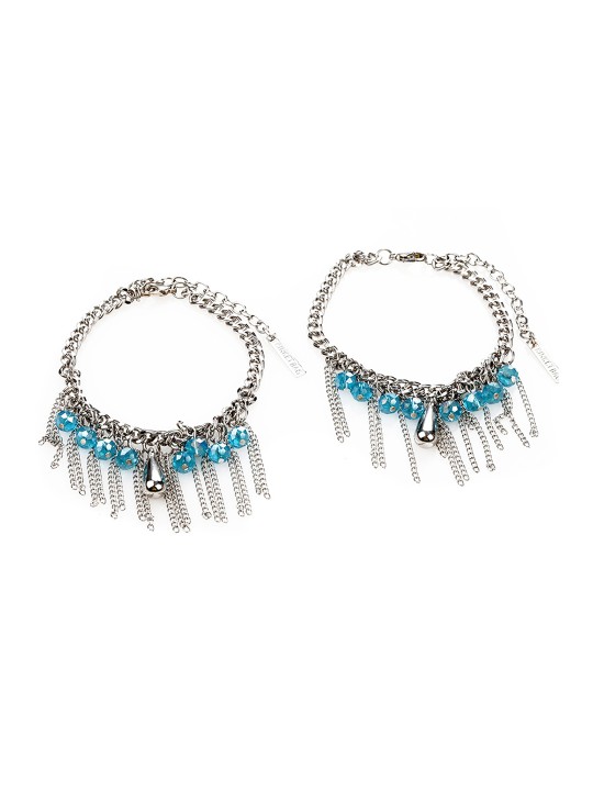 Women Turquoise Blue & Silver-Toned Anklets