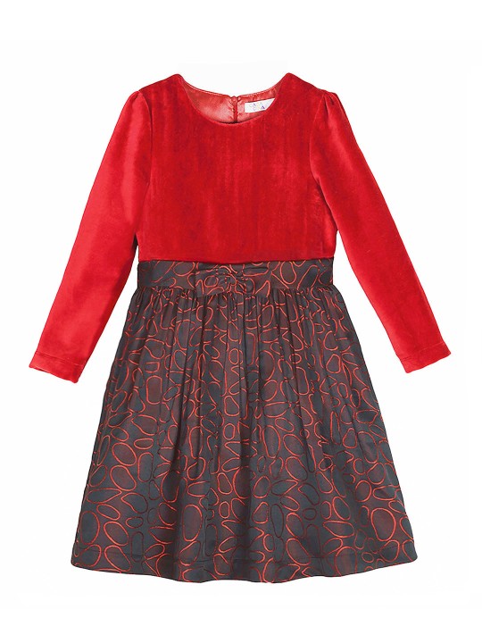Girls Red & Brown Printed Fit and Flare Dress 3-4Y