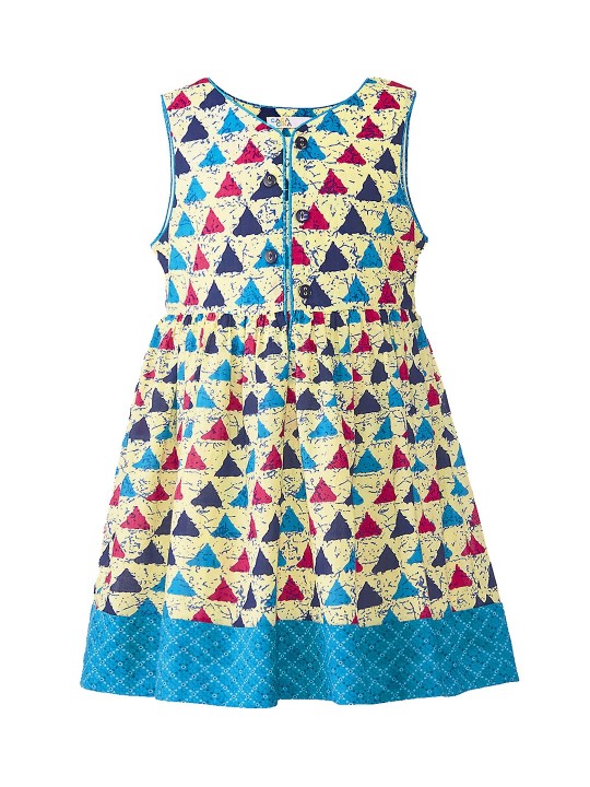 Girls Blue & Pink Printed Fit and Flare Dress 3-4Y