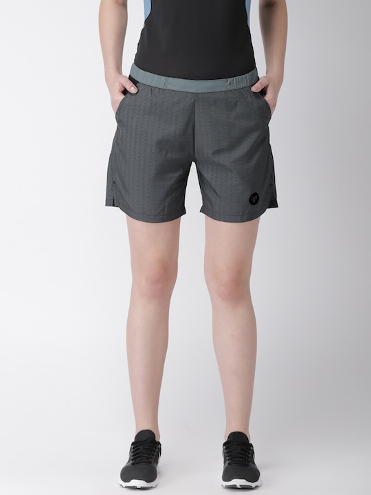 Women Grey Printed GO-DRY Running Shorts 26