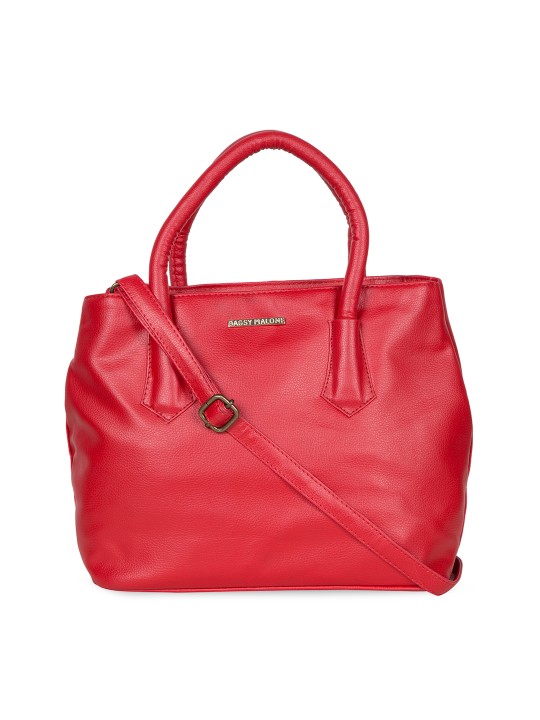 Red Textured Handheld Bag