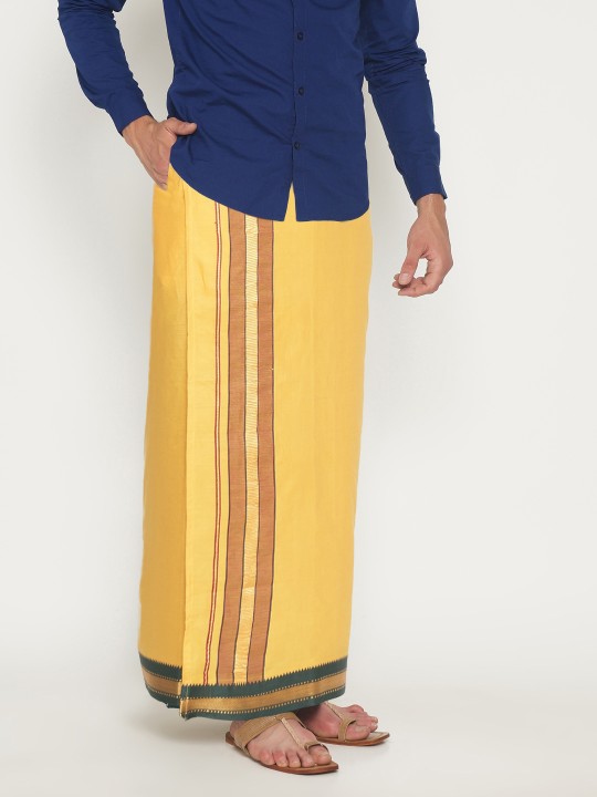 Men Gold-Toned Solid Readymade Dhoti