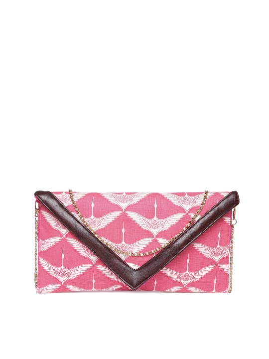 Pink Printed Envelope Clutch