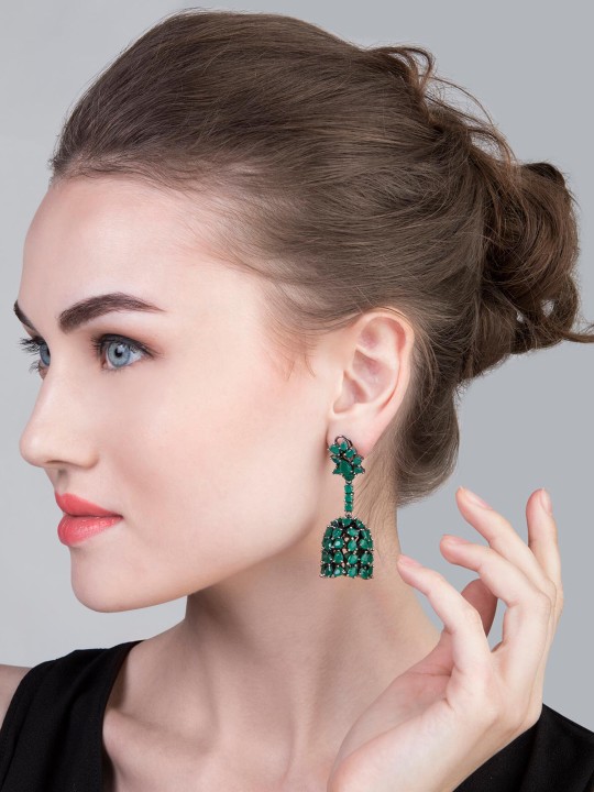 Teal Dome Shaped Jhumkas