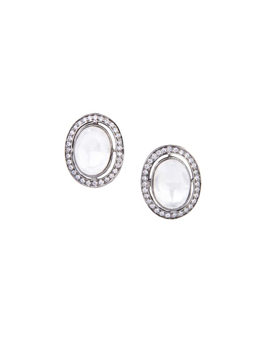 Silver-Toned Oval Studs