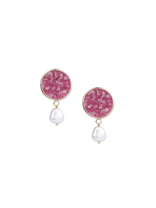 Pink & White Circular Studs