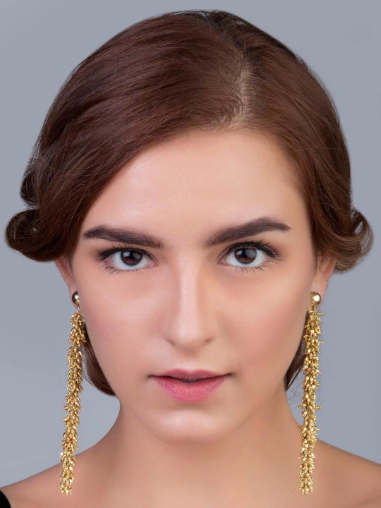 Gold-Toned Contemporary Drop Earrings