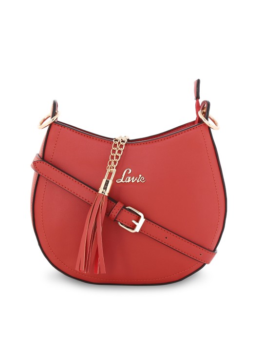 lavie red solid shoulder bag