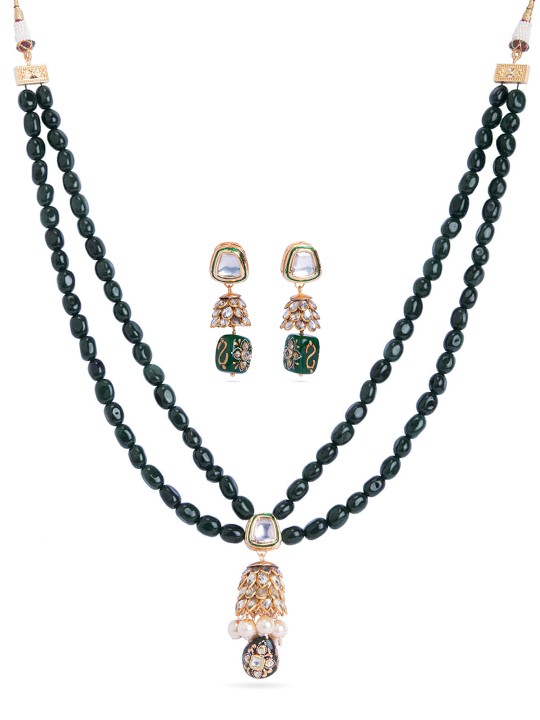 Green Kundan & Patchi Jewellery Set