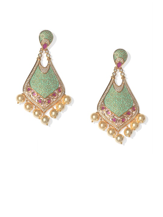 Green Gold Plated Floral Drop Earrings Buy Online In Colombia At Desertcart - gold earrings roblox