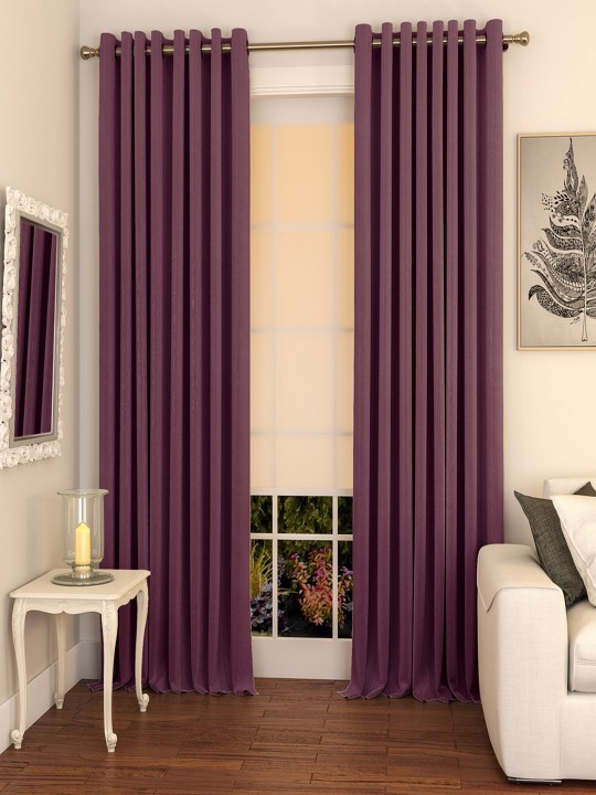 Set of 2 Purple Long Door Curtains