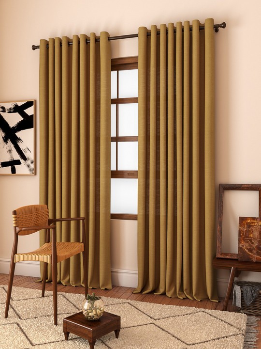 Brown Solid Set of 2 Door Curtains