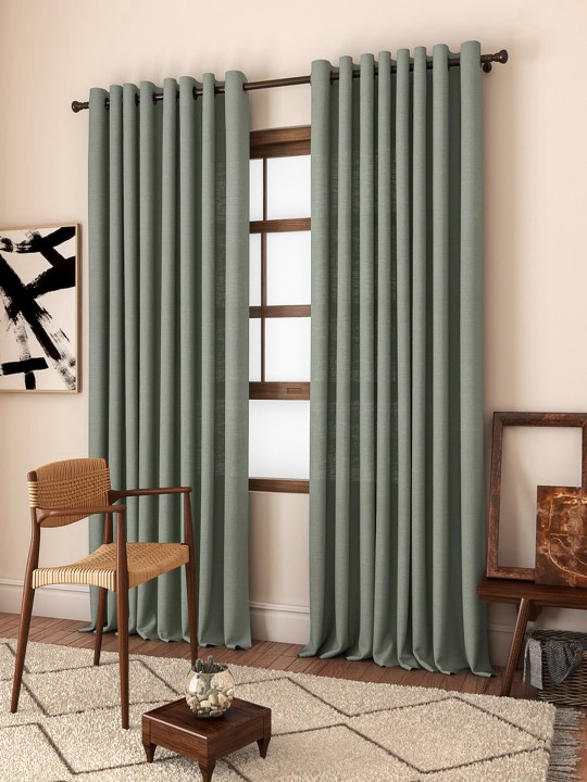 Set of 2 Grey Long Door Curtains