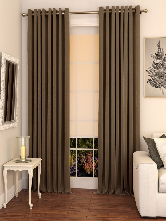 Set of 2 Taupe Long Door Curtains