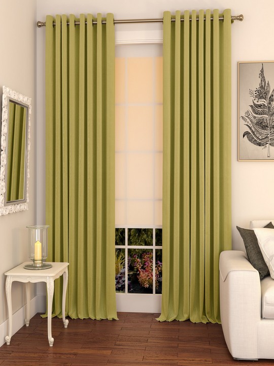 Lime Green Solid Set of 2 Door Curtains