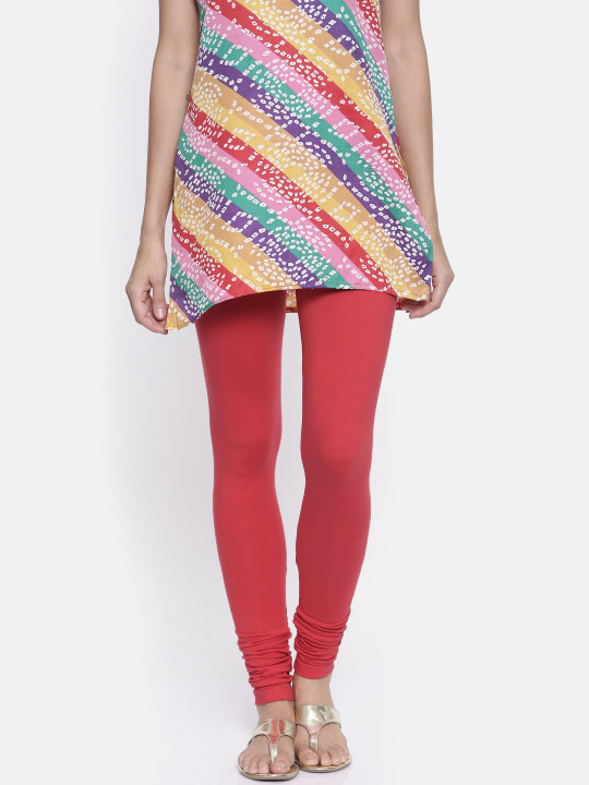 Women Coral Churidar Leggings