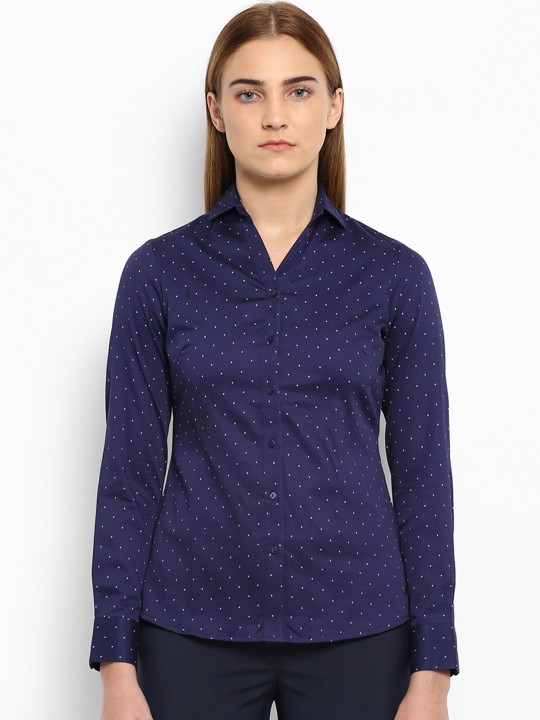 Blue Regular Fit Printed Casual Shirt XS