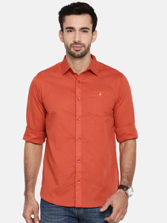 Men Rust Nuvo Regular Fit Self Design Casual Shirt 38