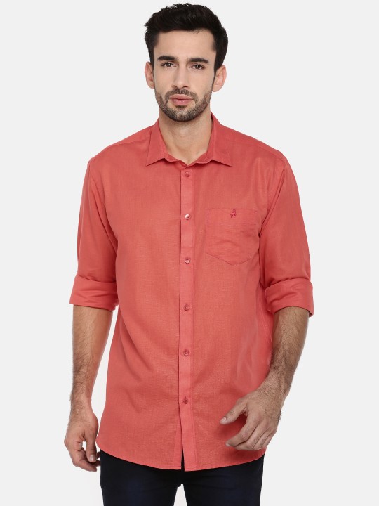 Men Red Nuvo Regular Fit Solid Casual Shirt 38