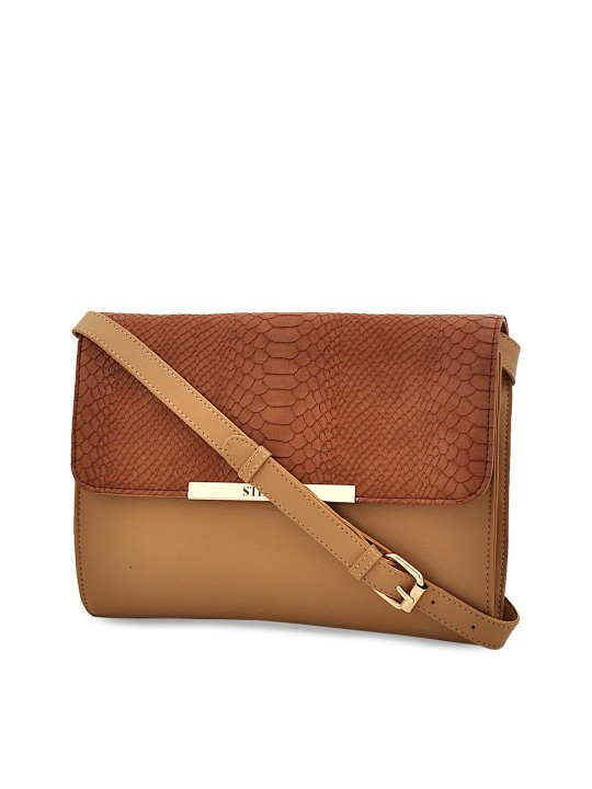 Brown Textured Sling Bag